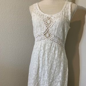 Free People straight off white dress w lace detail